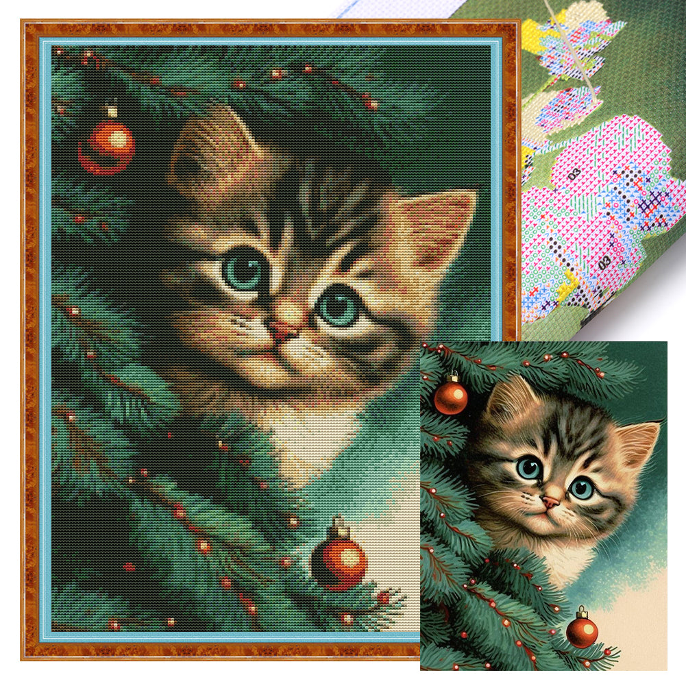 Christmas Cat - 11CT Stamped Cross Stitch 40*55CM