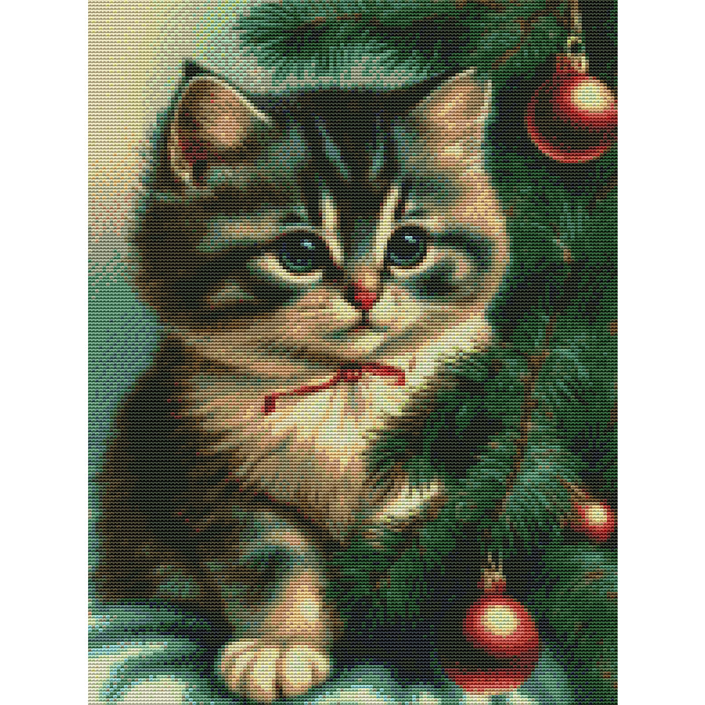 Christmas Cat - 11CT Stamped Cross Stitch 40*55CM