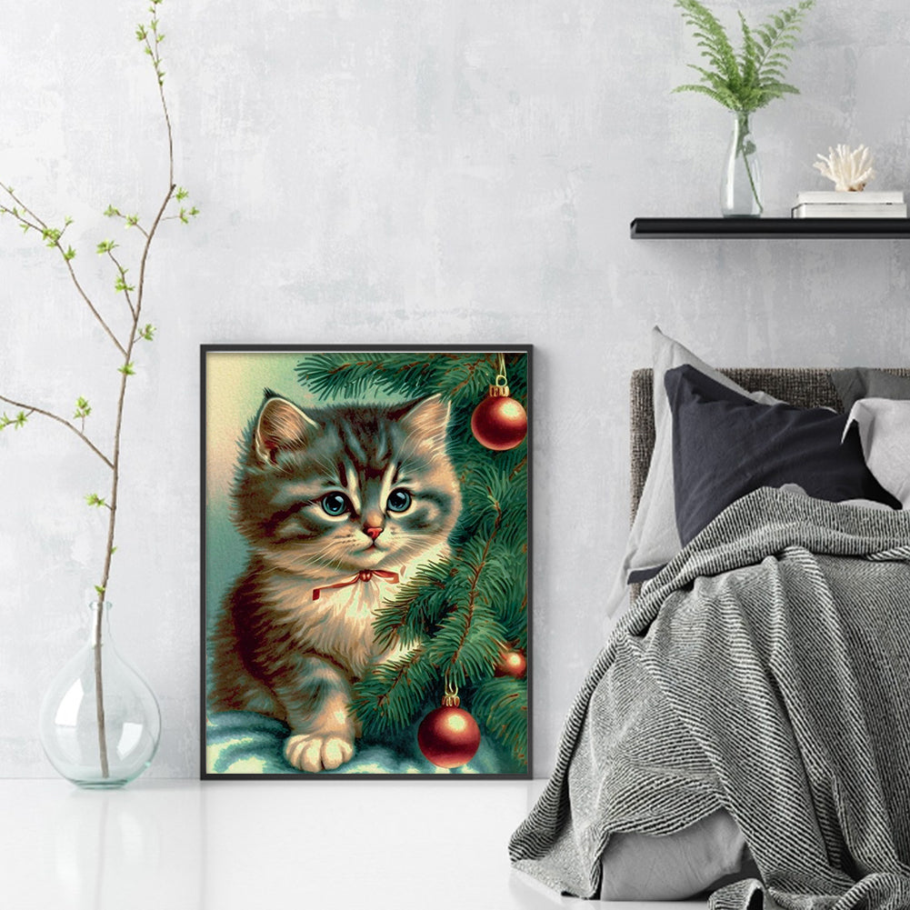 Christmas Cat - 11CT Stamped Cross Stitch 40*55CM