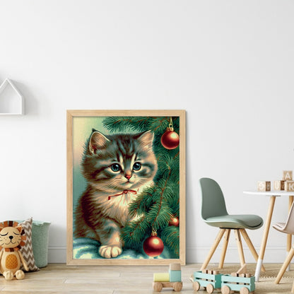 Christmas Cat - 11CT Stamped Cross Stitch 40*55CM