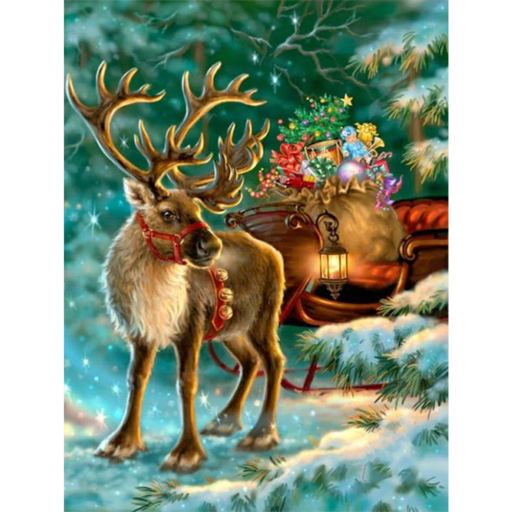 Christmas Elk - 11CT Stamped Cross Stitch 40*55CM