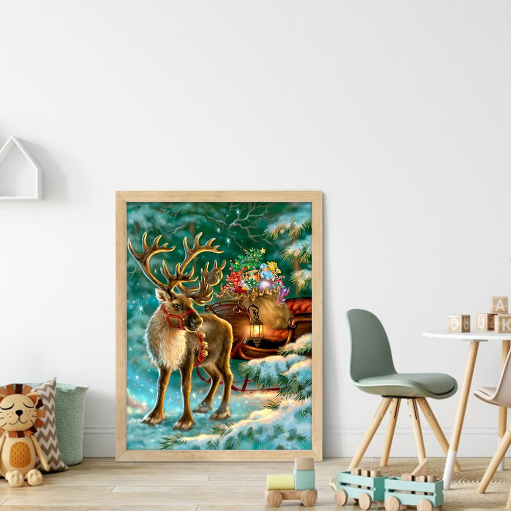 Christmas Elk - 11CT Stamped Cross Stitch 40*55CM