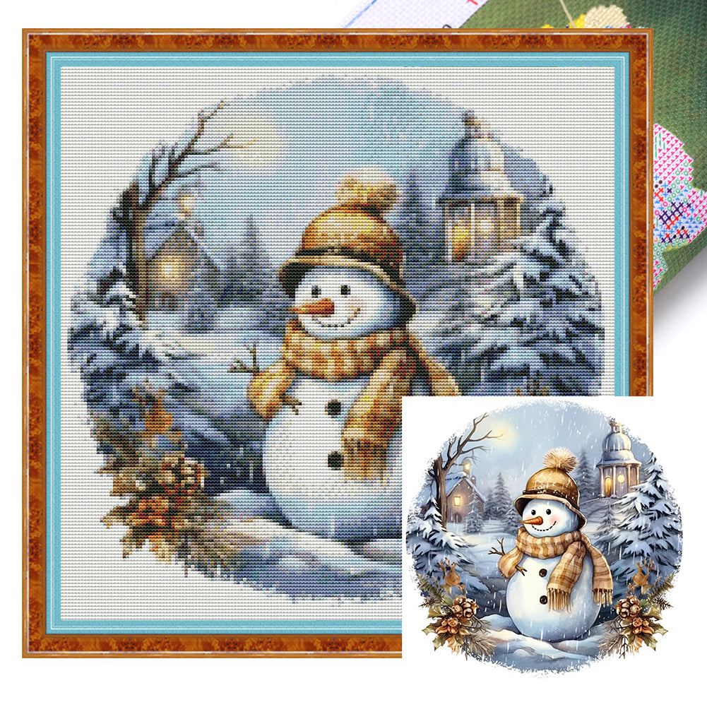 Snowman - 18CT Stamped Cross Stitch 30*30CM