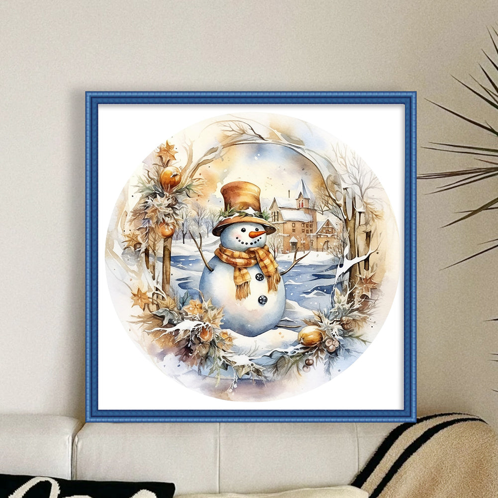 Snowman - 18CT Stamped Cross Stitch 30*30CM