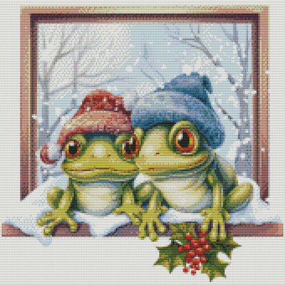 Christmas Frog - 18CT Stamped Cross Stitch 30*30CM