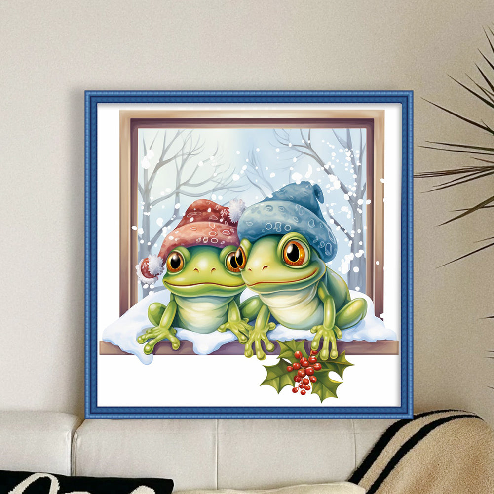 Christmas Frog - 18CT Stamped Cross Stitch 30*30CM