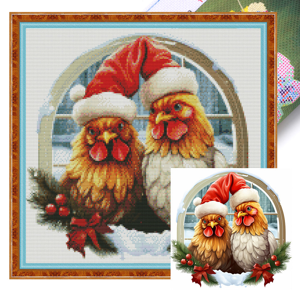 Christmas Chick - 18CT Stamped Cross Stitch 30*30CM