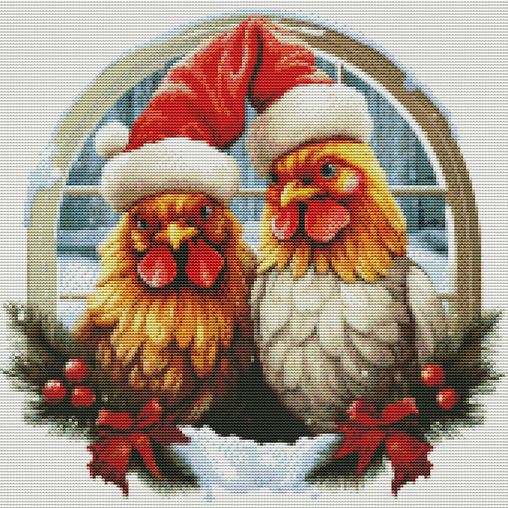 Christmas Chick - 18CT Stamped Cross Stitch 30*30CM