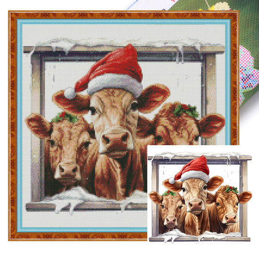 Christmas Yak - 18CT Stamped Cross Stitch 30*30CM