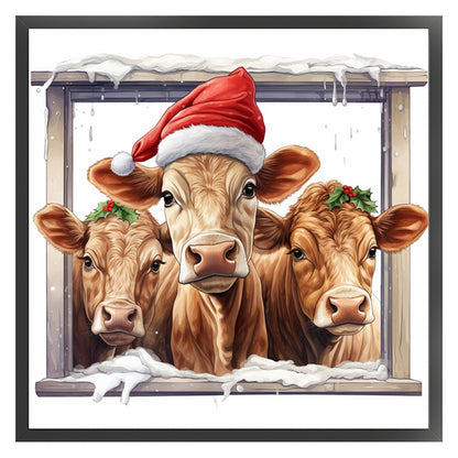 Christmas Yak - 18CT Stamped Cross Stitch 30*30CM