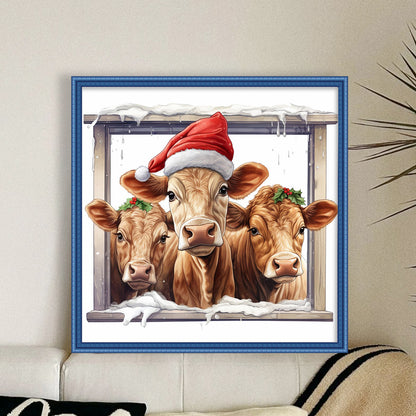 Christmas Yak - 18CT Stamped Cross Stitch 30*30CM