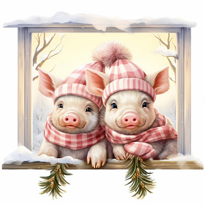 Christmas Piggy - 18CT Stamped Cross Stitch 30*30CM