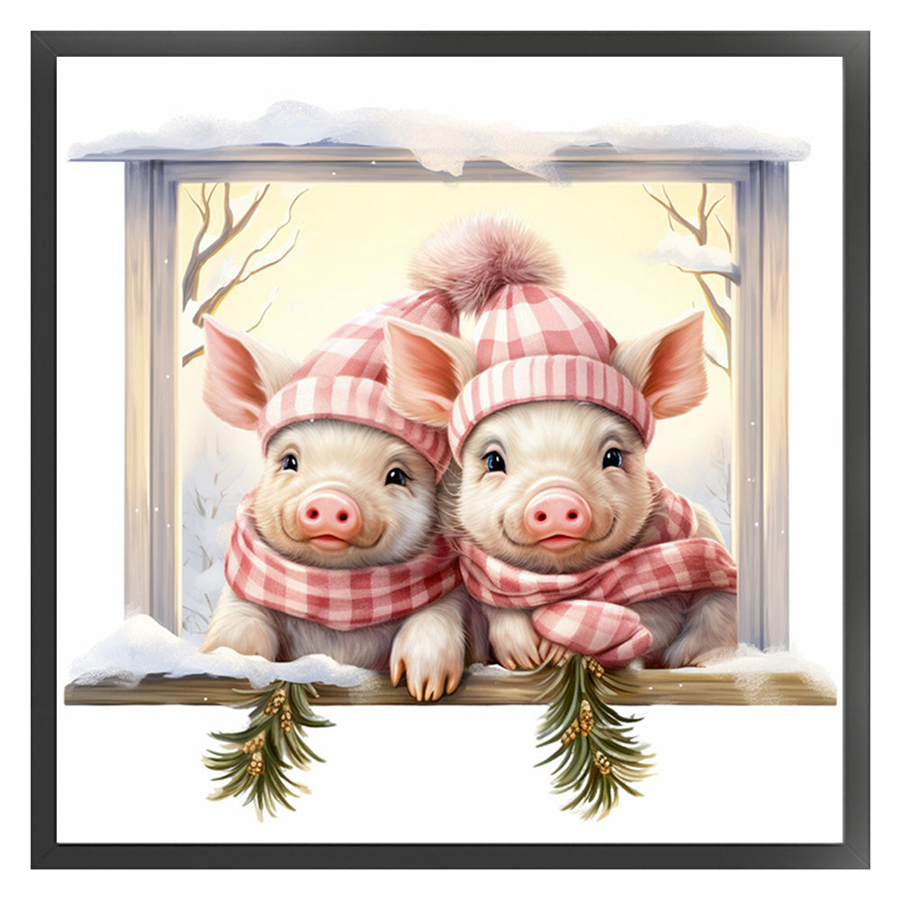 Christmas Piggy - 18CT Stamped Cross Stitch 30*30CM