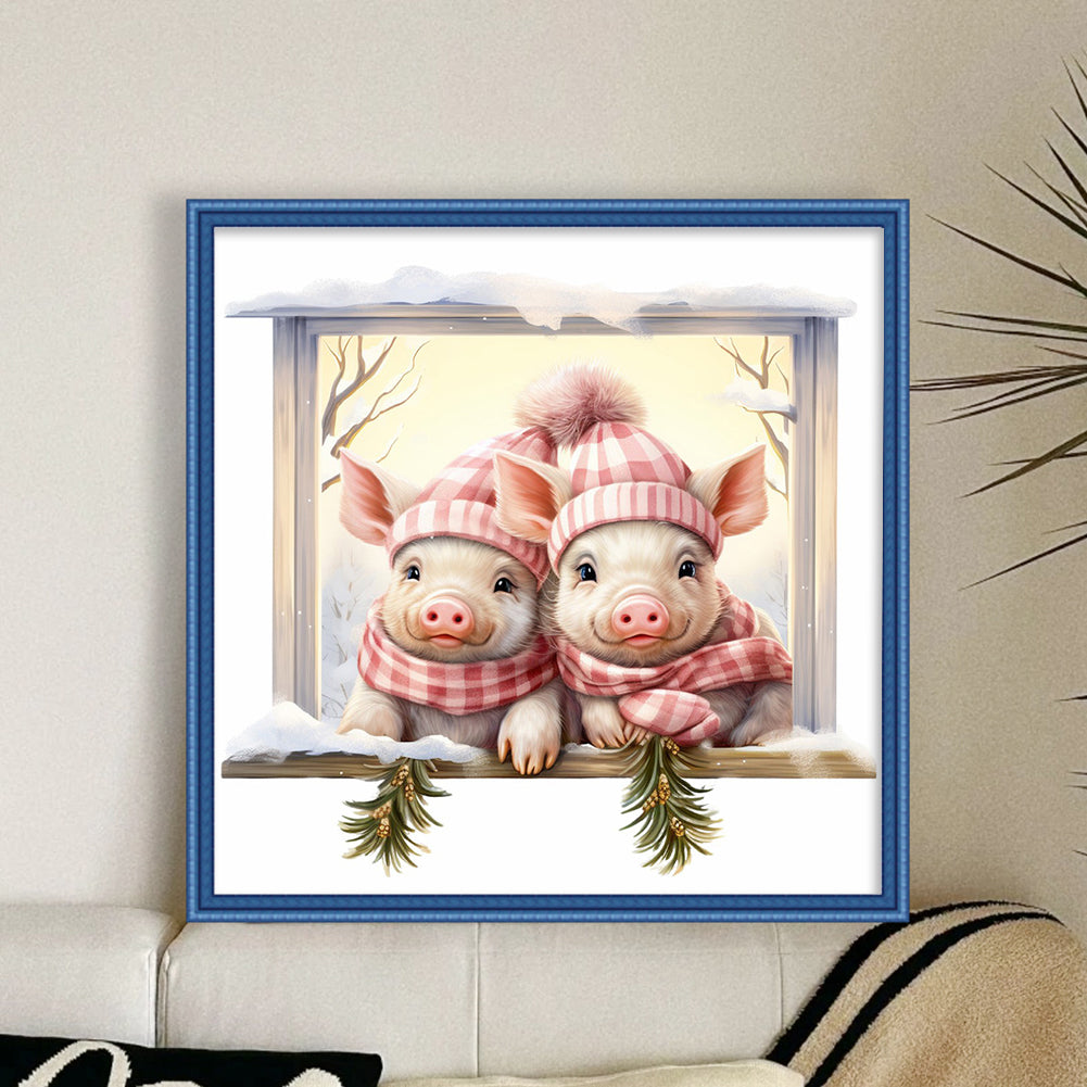 Christmas Piggy - 18CT Stamped Cross Stitch 30*30CM