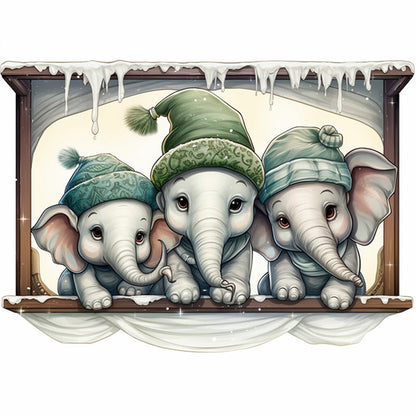 Christmas Elephant - 18CT Stamped Cross Stitch 30*30CM