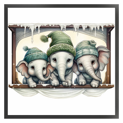 Christmas Elephant - 18CT Stamped Cross Stitch 30*30CM