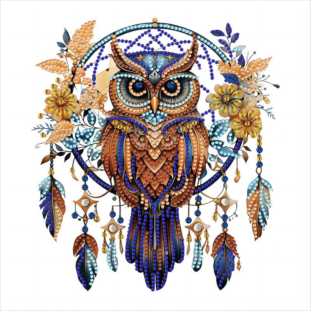 Owl Dream Catcher - Special Shaped Drill Diamond Painting 30*30CM