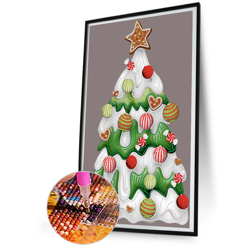 Winter Landscape Christmas Tree - Special Shaped Drill Diamond Painting 30*50CM