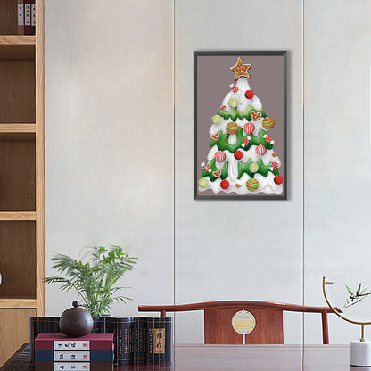 Winter Landscape Christmas Tree - Special Shaped Drill Diamond Painting 30*50CM