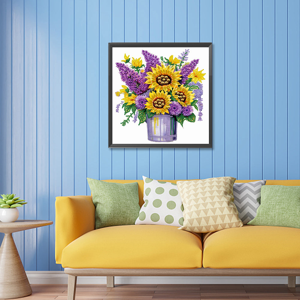 Sunflower Lavender - Special Shaped Drill Diamond Painting 30*30CM