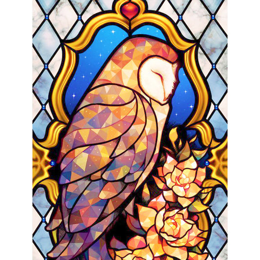 Golden Flower And Owl - Full Round Drill Diamond Painting 30*40CM