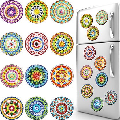 12PCS Diamond Painting Magnets Refrigerator for Adult Kid Fridge Car (Mandala)