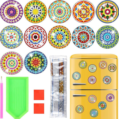 12PCS Diamond Painting Magnets Refrigerator for Adult Kid Fridge Car (Mandala)