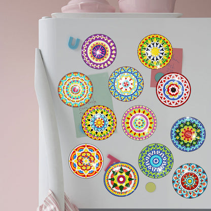 12PCS Diamond Painting Magnets Refrigerator for Adult Kid Fridge Car (Mandala)