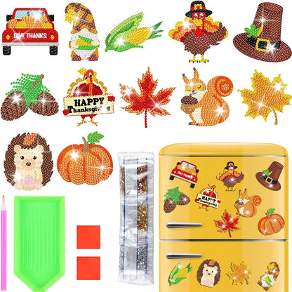 12PCS Diamond Painting Magnets Refrigerator for Adult Kid Fridge (Thanksgiving)