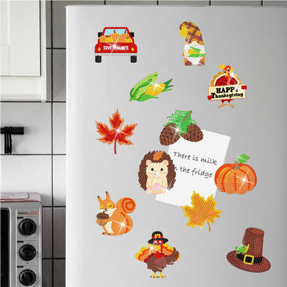 12PCS Diamond Painting Magnets Refrigerator for Adult Kid Fridge (Thanksgiving)