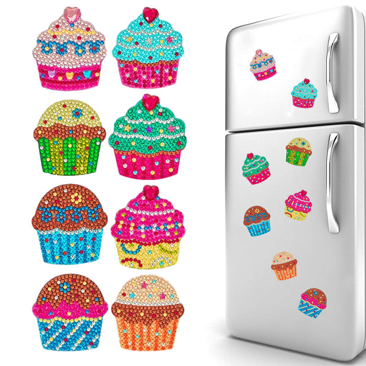 8PCS Diamond Painting Magnets Refrigerator for Adults Kids Fridge (Dessert Cake)