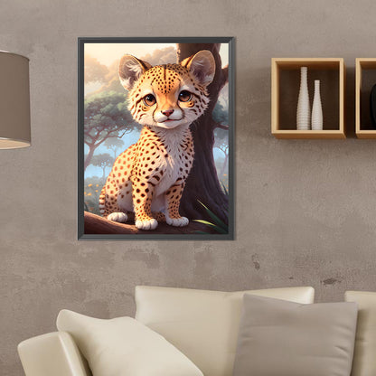Little Cheetah On The Grassland - Full Round Drill Diamond Painting 30*40CM