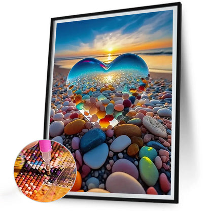 Dream Beach Love Stone - Full Round Drill Diamond Painting 30*40CM