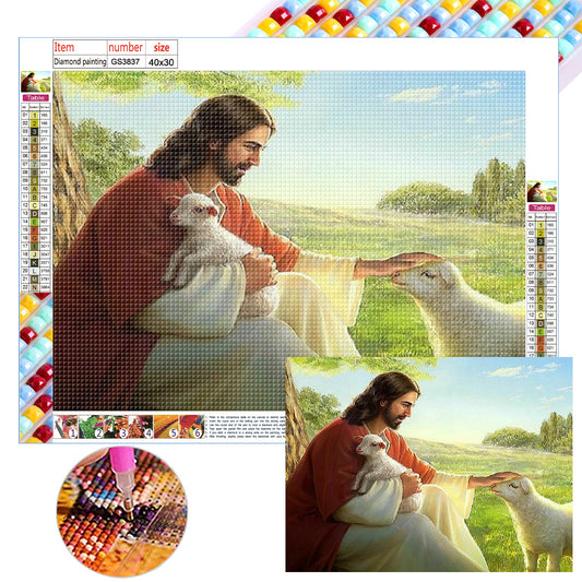 Jesus And Lamb - Full Square Drill Diamond Painting 40*30CM