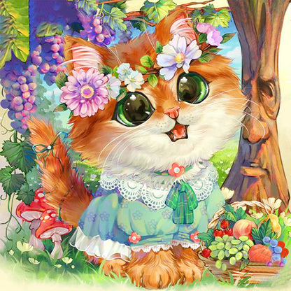 Garland Kitten - Full Round AB Drill Diamond Painting 40*40CM