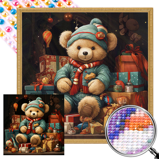 Christmas Gift Bear - Full Round AB Drill Diamond Painting 40*40CM