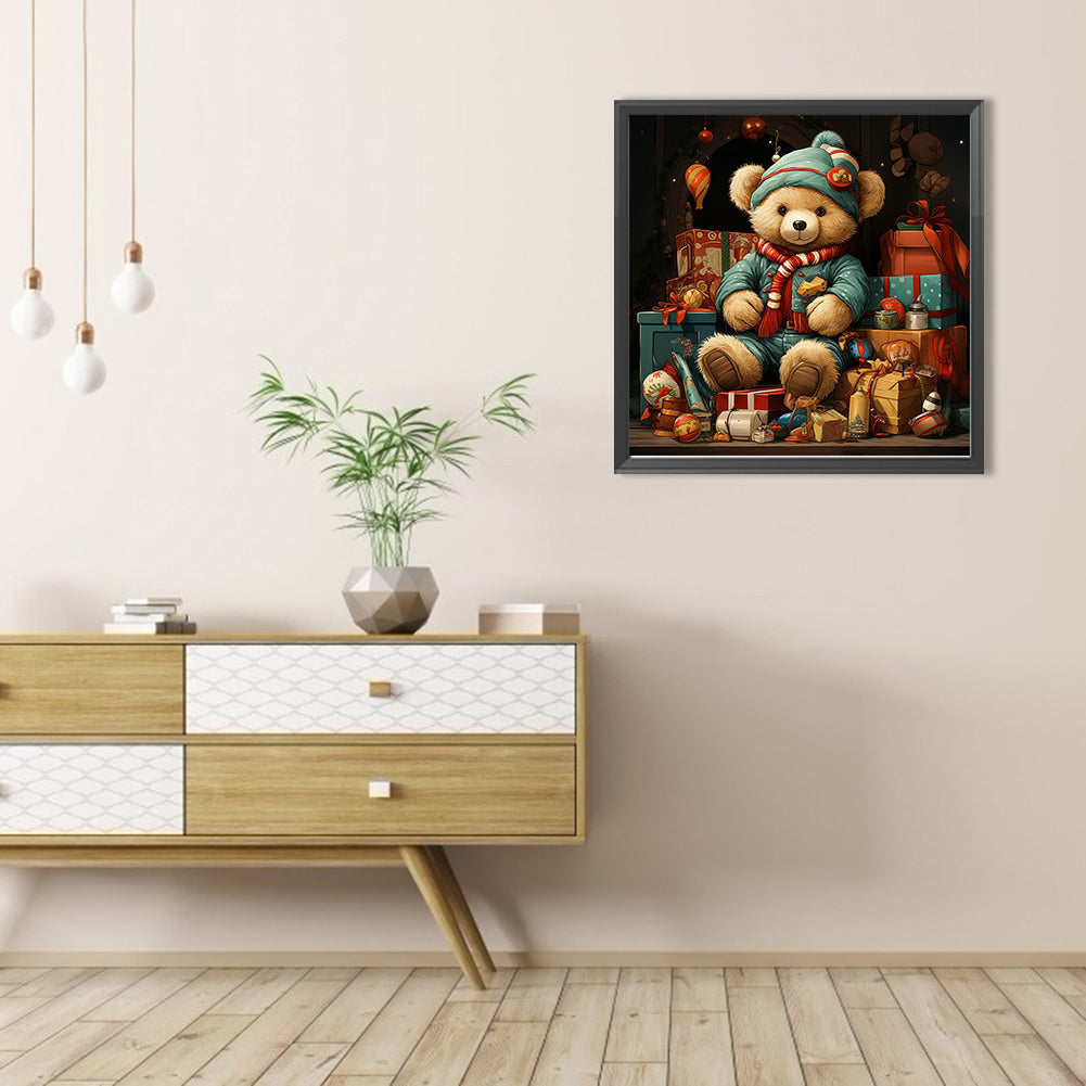 Christmas Gift Bear - Full Round AB Drill Diamond Painting 40*40CM