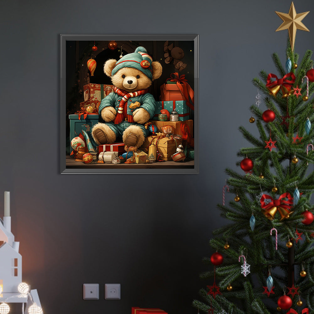 Christmas Gift Bear - Full Round AB Drill Diamond Painting 40*40CM