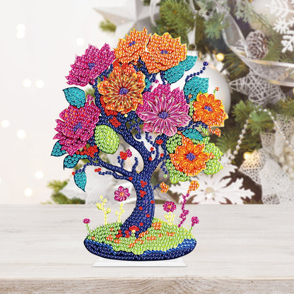 Flower Tree Special Shape Desktop Diamond Art Kits for Home Office Desktop Decor