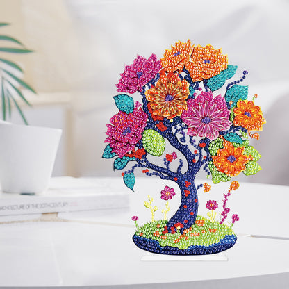 Flower Tree Special Shape Desktop Diamond Art Kits for Home Office Desktop Decor