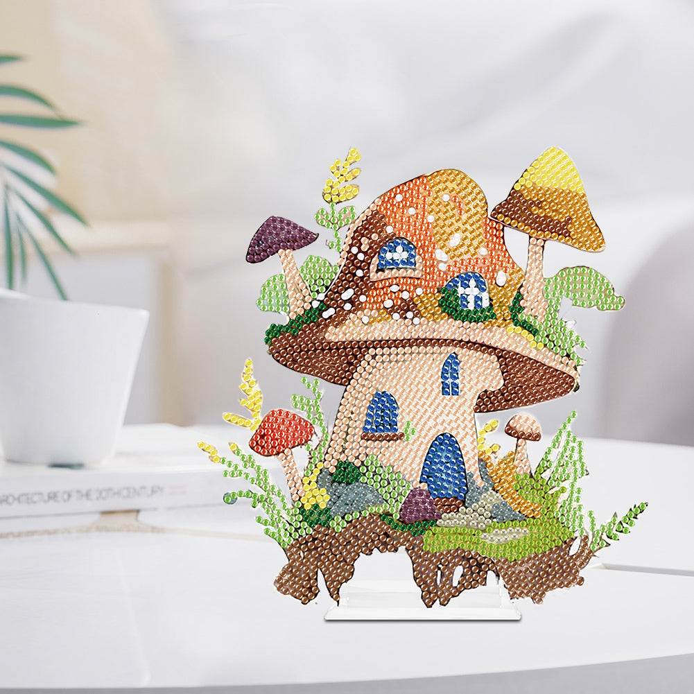 Mushroom House Round Diamond Painting Tabletop Ornaments for Office Decor (#1)