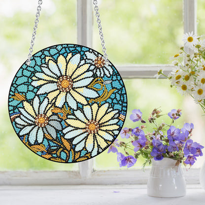 Acrylic Daisy Single-Sided Diamond Art Hanging Pendant for Home Decor 20x20cm