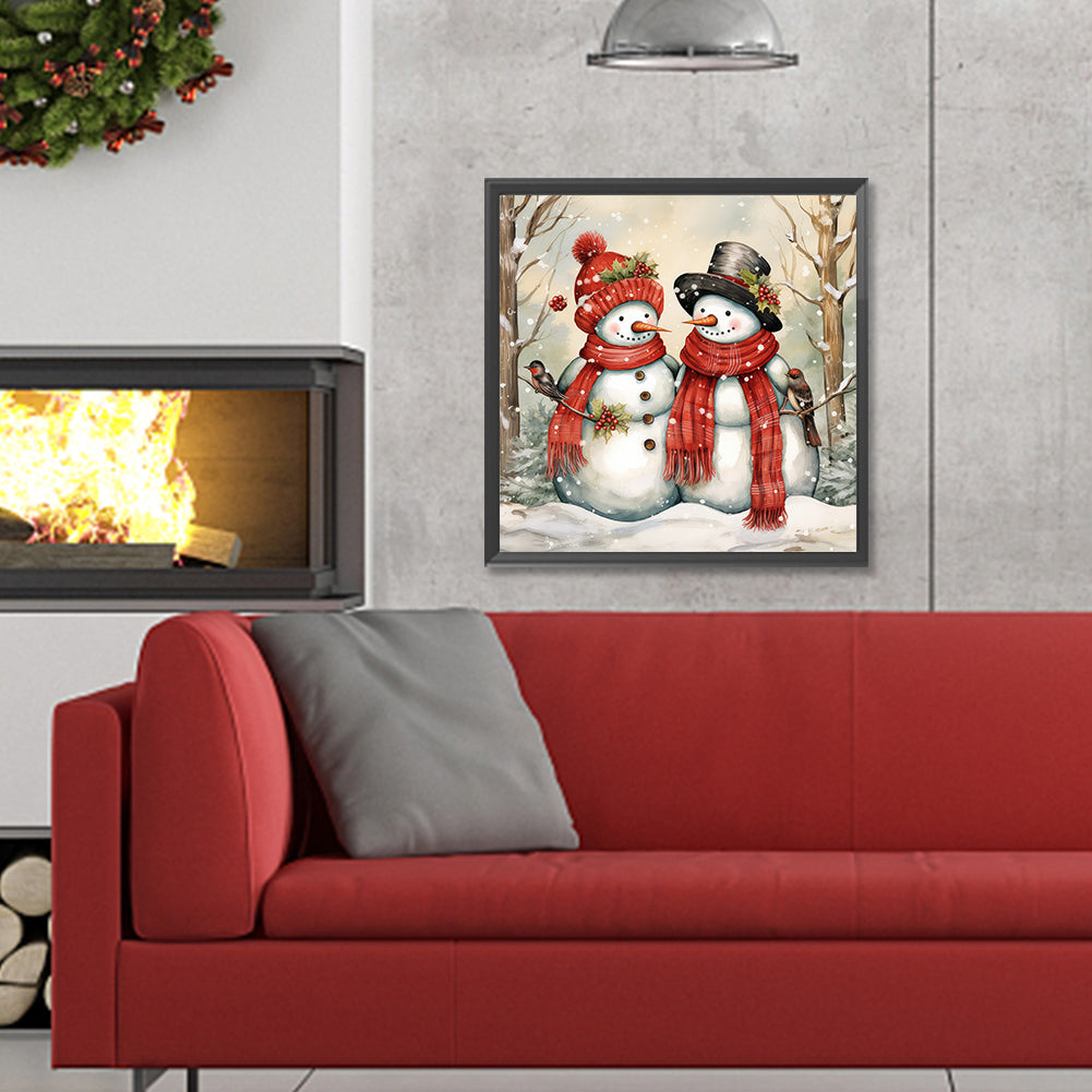 Winter Snowman - Full Round Drill Diamond Painting 30*30CM