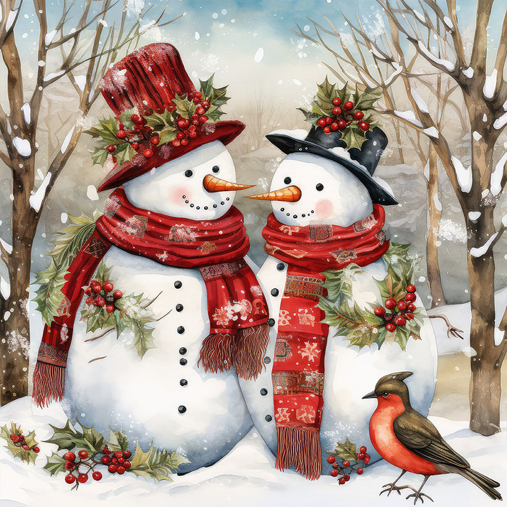 Winter Snowman - Full Round Drill Diamond Painting 30*30CM