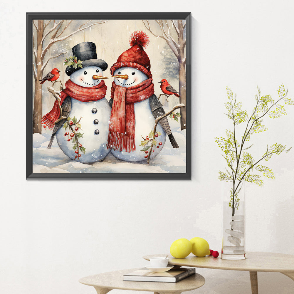 Winter Snowman - Full Round Drill Diamond Painting 30*30CM