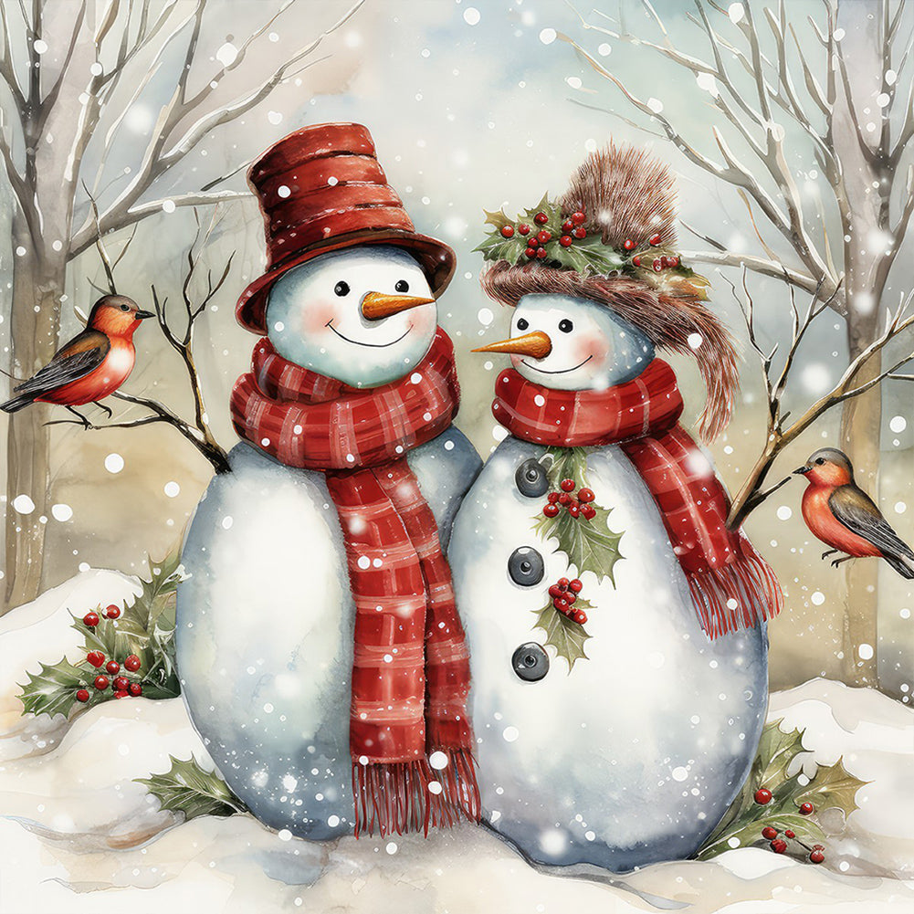 Winter Snowman - Full Round Drill Diamond Painting 30*30CM