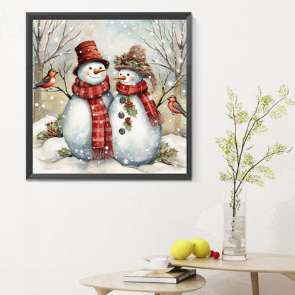 Winter Snowman - Full Round Drill Diamond Painting 30*30CM