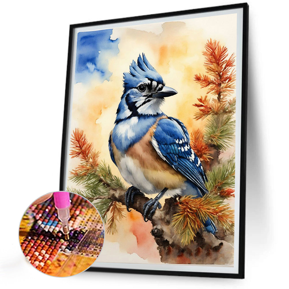 Woods Bluebird - Full Round Drill Diamond Painting 30*40CM