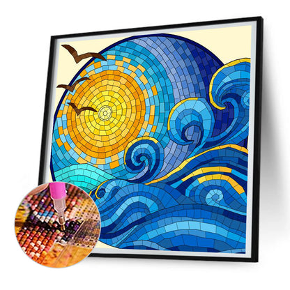 Rising Sun On The Sea - Full Round Drill Diamond Painting 30*30CM