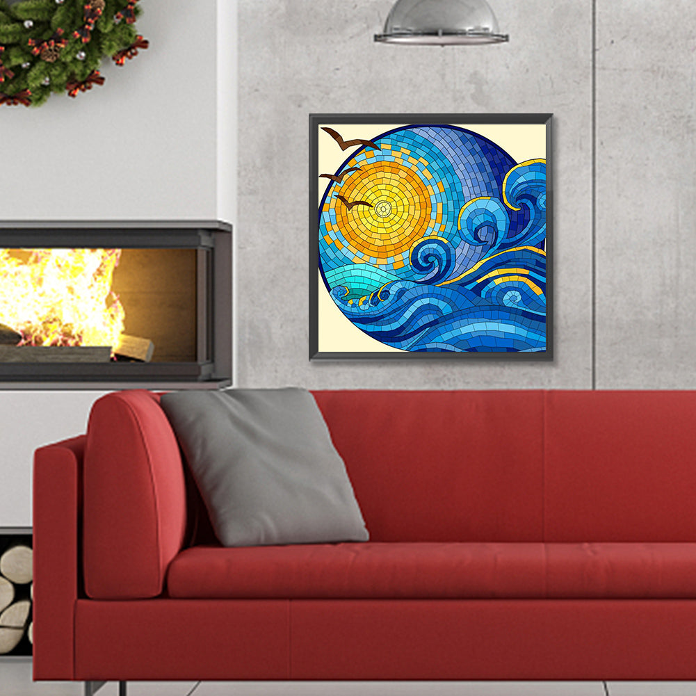 Rising Sun On The Sea - Full Round Drill Diamond Painting 30*30CM